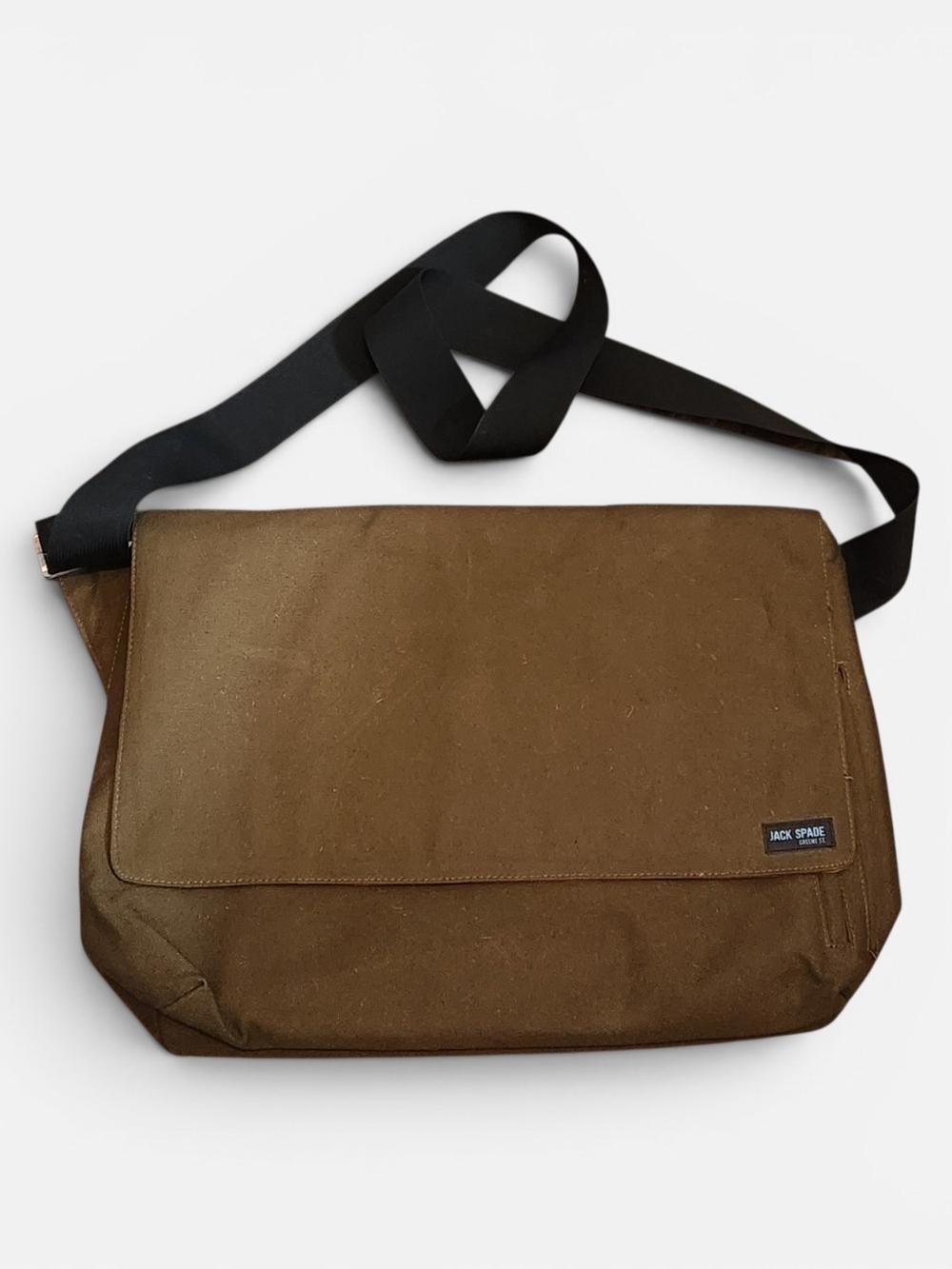 Jack Spade Brown Canvas Messenger Bag with Black Strap